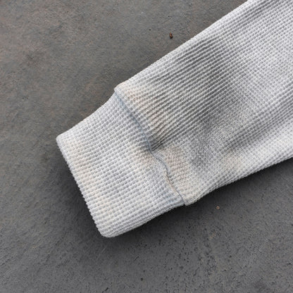 Fake Two-Piece Zip Up Hoodie - Gray Gradient Waffle Sleeve Ripped Y2K Streetwear