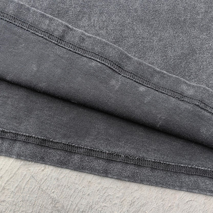 Black Stone Wash Tee - Silver Studded Collar Oversized Boxy Fit Y2K Grunge Streetwear