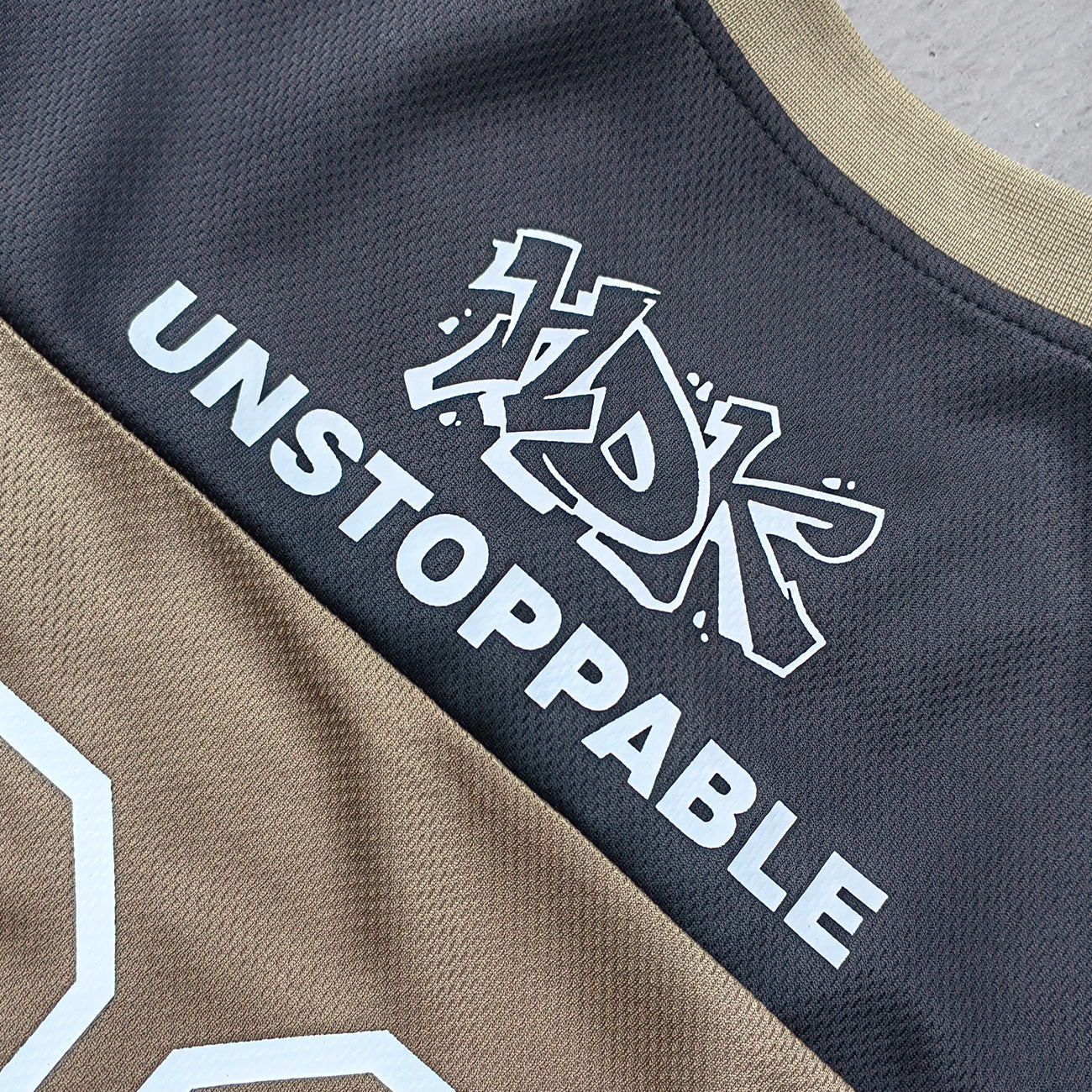 HDK Logo Football Jersey - Olive Black Camo Color Block V Neck 2003 Y2K Streetwear