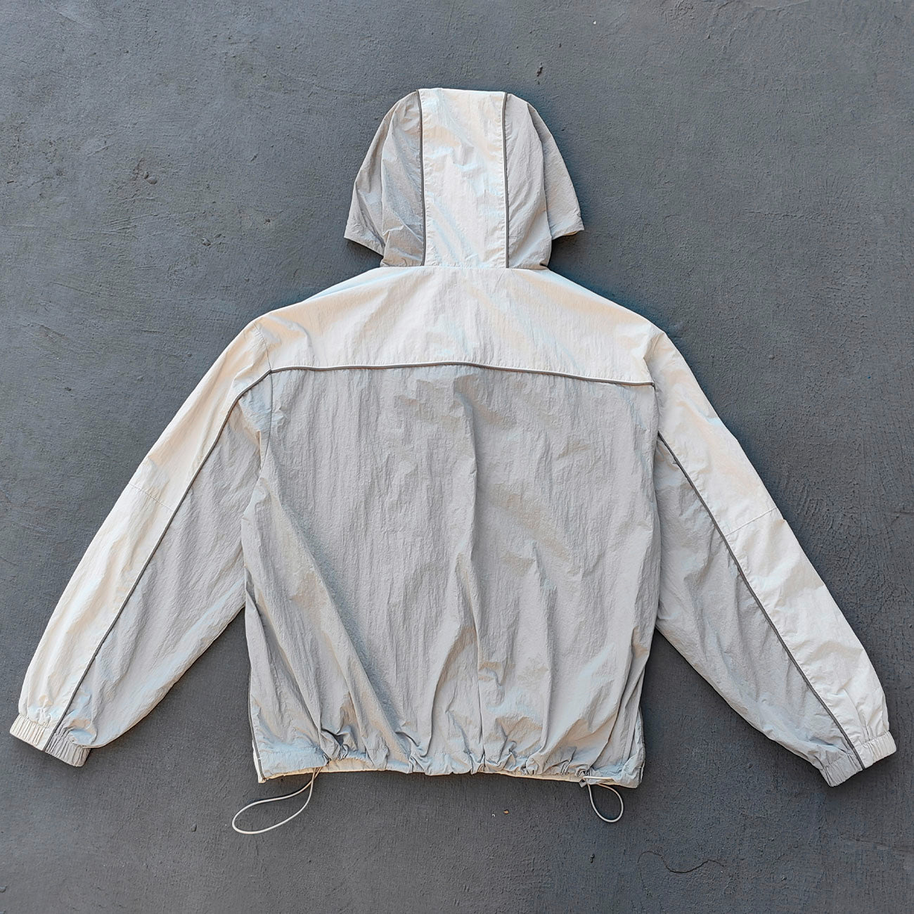 Light Gray Curved Seam Tracksuit - Y2K Hooded Windbreaker Matching Set