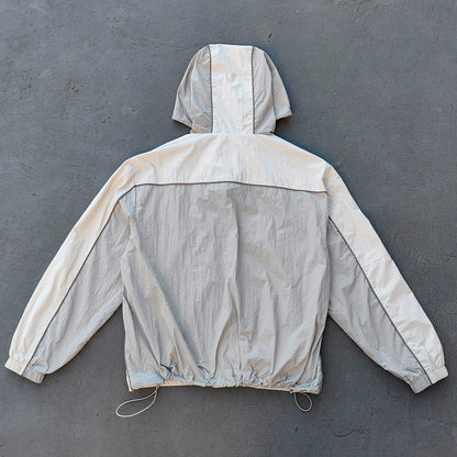 Light Gray Curved Seam Tracksuit - Y2K Hooded Windbreaker Matching Set