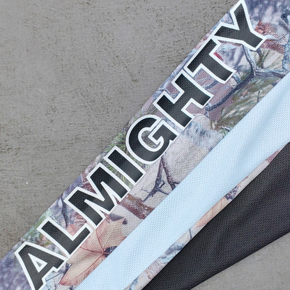 Y2K Sport Jersey - Black Camo Panel Crew Neck HDK Logo ALMIGHTY TEAM Long Sleeve Oversized