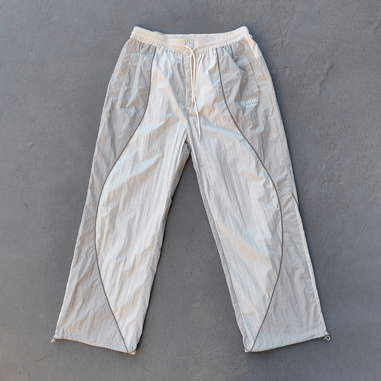 Light Gray Curved Seam Tracksuit - Y2K Hooded Windbreaker Matching Set