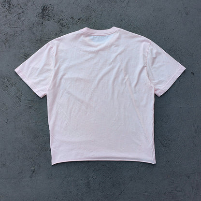 Gradient Pocket T-Shirt - Pink Yellow Raw Hem Oversized Boxy Minimalist Y2K Streetwear