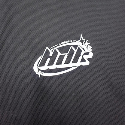 Y2K Sport Jersey - Black Camo Panel Crew Neck HDK Logo ALMIGHTY TEAM Long Sleeve Oversized