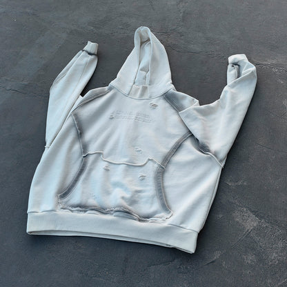 Distressed Deconstructed Hoodie - Life is Too Short Embroidery Y2K Streetwear