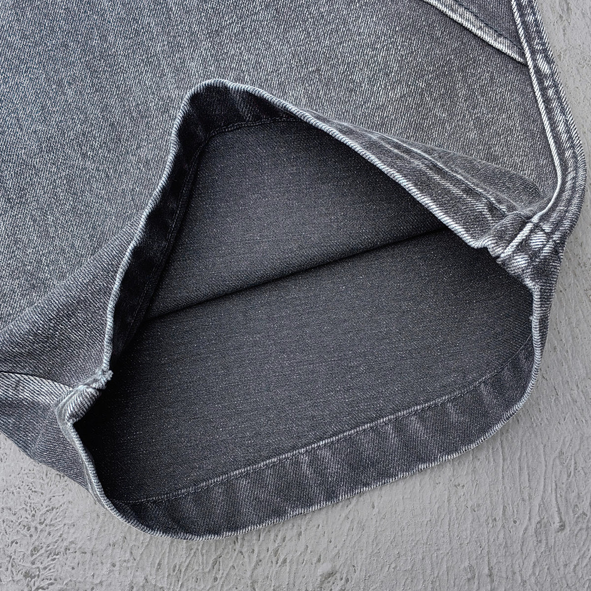Wide Leg Jeans - Black Gray Acid Wash Geometric Diamond Panel Contrast Stitch Y2K Streetwear