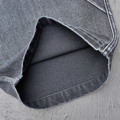 Wide Leg Jeans - Black Gray Acid Wash Geometric Diamond Panel Contrast Stitch Y2K Streetwear