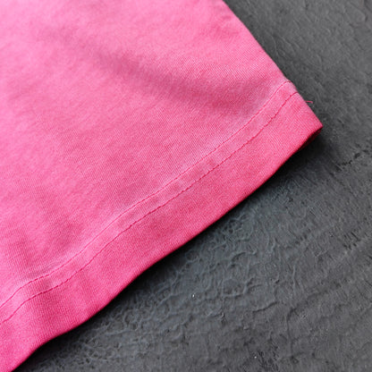 HUILI HDK Graphic Tee - Pink Gradient Acid Wash Vintage Magazine Collage Inside Out Exposed Stitch Y2K Streetwear