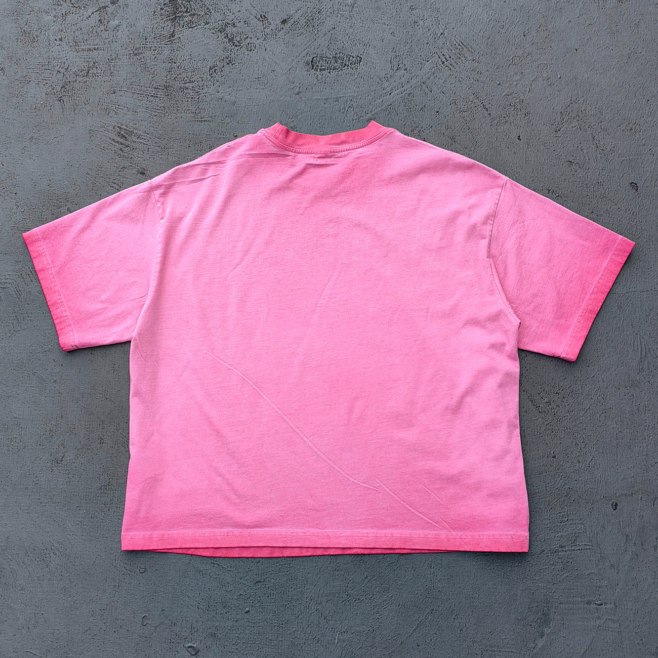 HUILI HDK Graphic Tee - Pink Gradient Acid Wash Vintage Magazine Collage Inside Out Exposed Stitch Y2K Streetwear