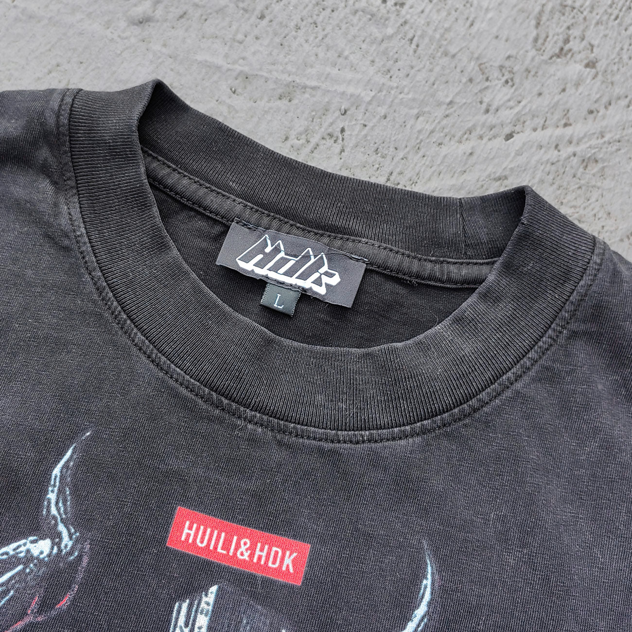 Holy Glory Graphic Tee - Black Acid Wash Winged Skull Cross Lightning Big Logo Print Y2K Streetwear