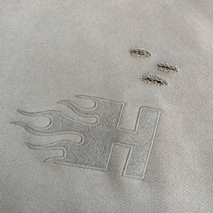 Distressed Zip Up Hoodie - Olive Gradient Wash Frayed Y2K Streetwear