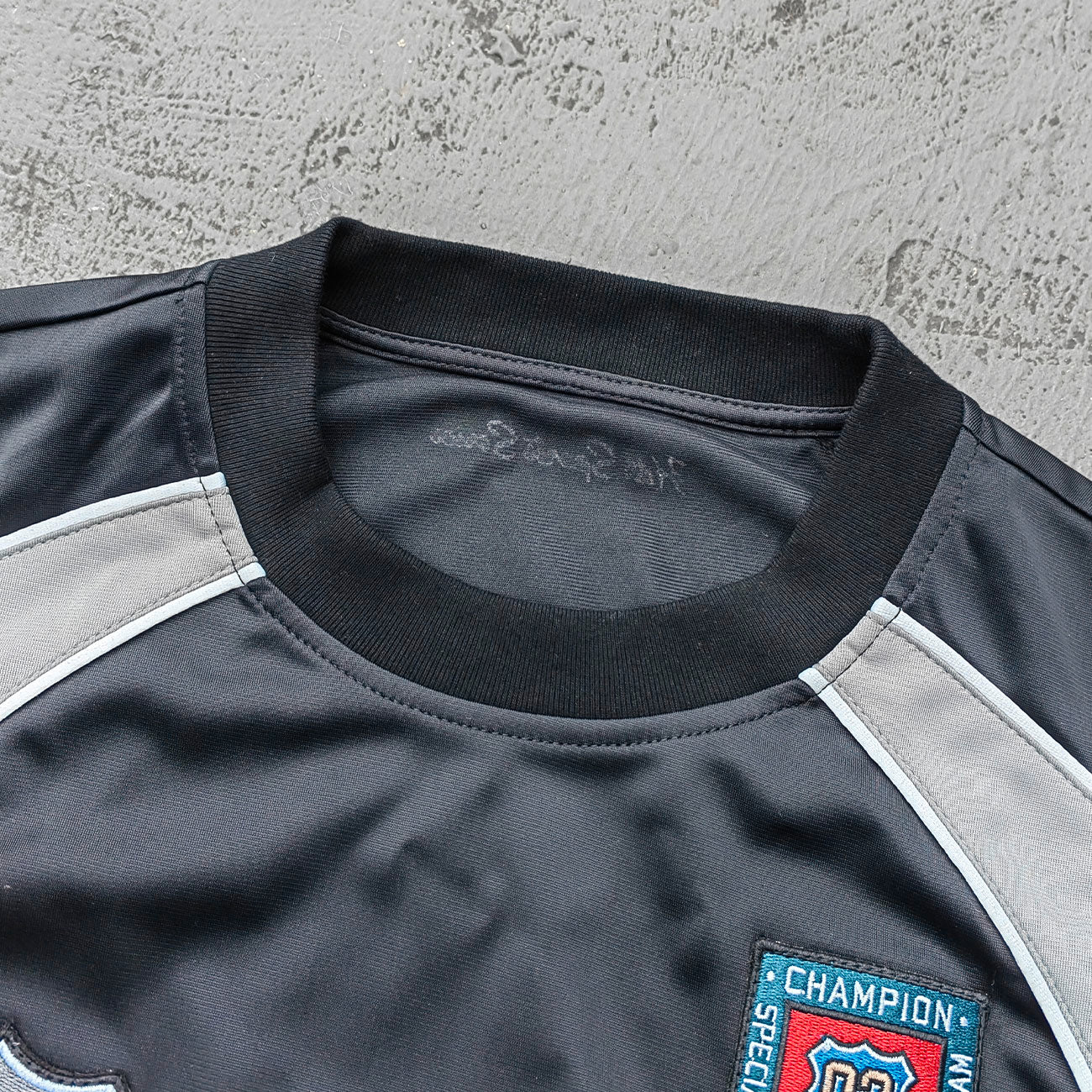 HUILI HDK Varsity Jersey - Black Gray Camo Fake Two-Piece Long Sleeve Born for Glory Y2K Streetwear