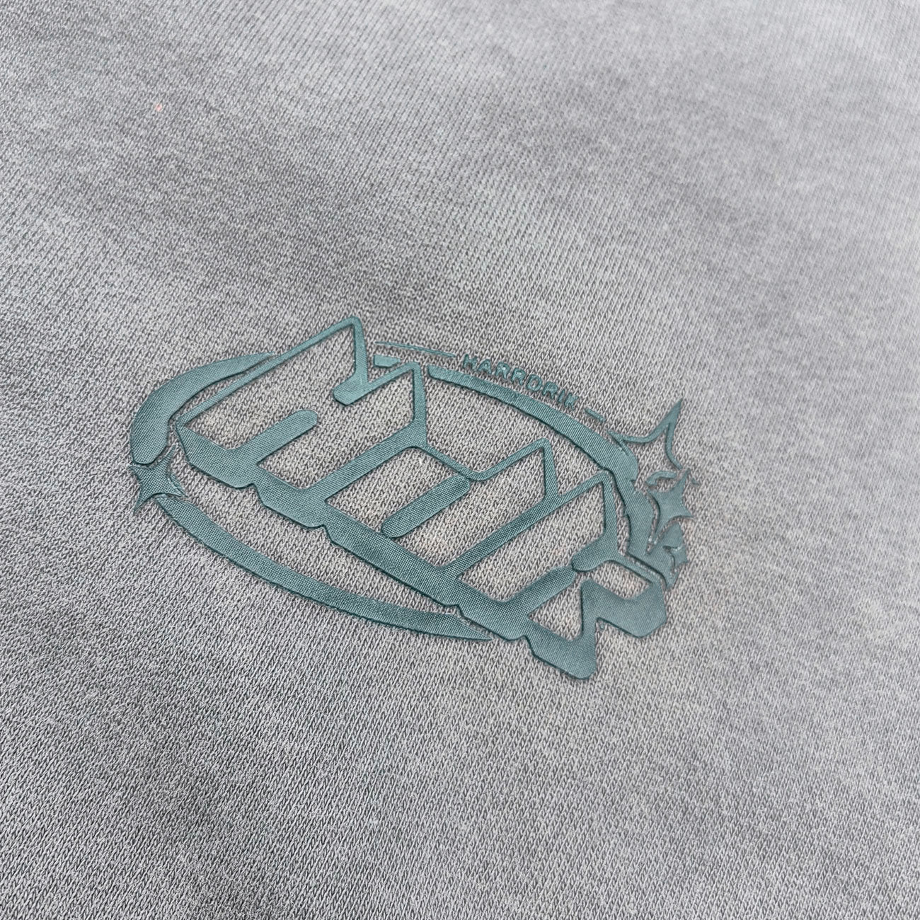 Waffle Panel T-Shirt - Dark Gray Acid Wash Ripped Distressed HDK Logo Y2K Streetwear