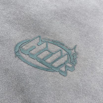 Waffle Panel T-Shirt - Dark Gray Acid Wash Ripped Distressed HDK Logo Y2K Streetwear