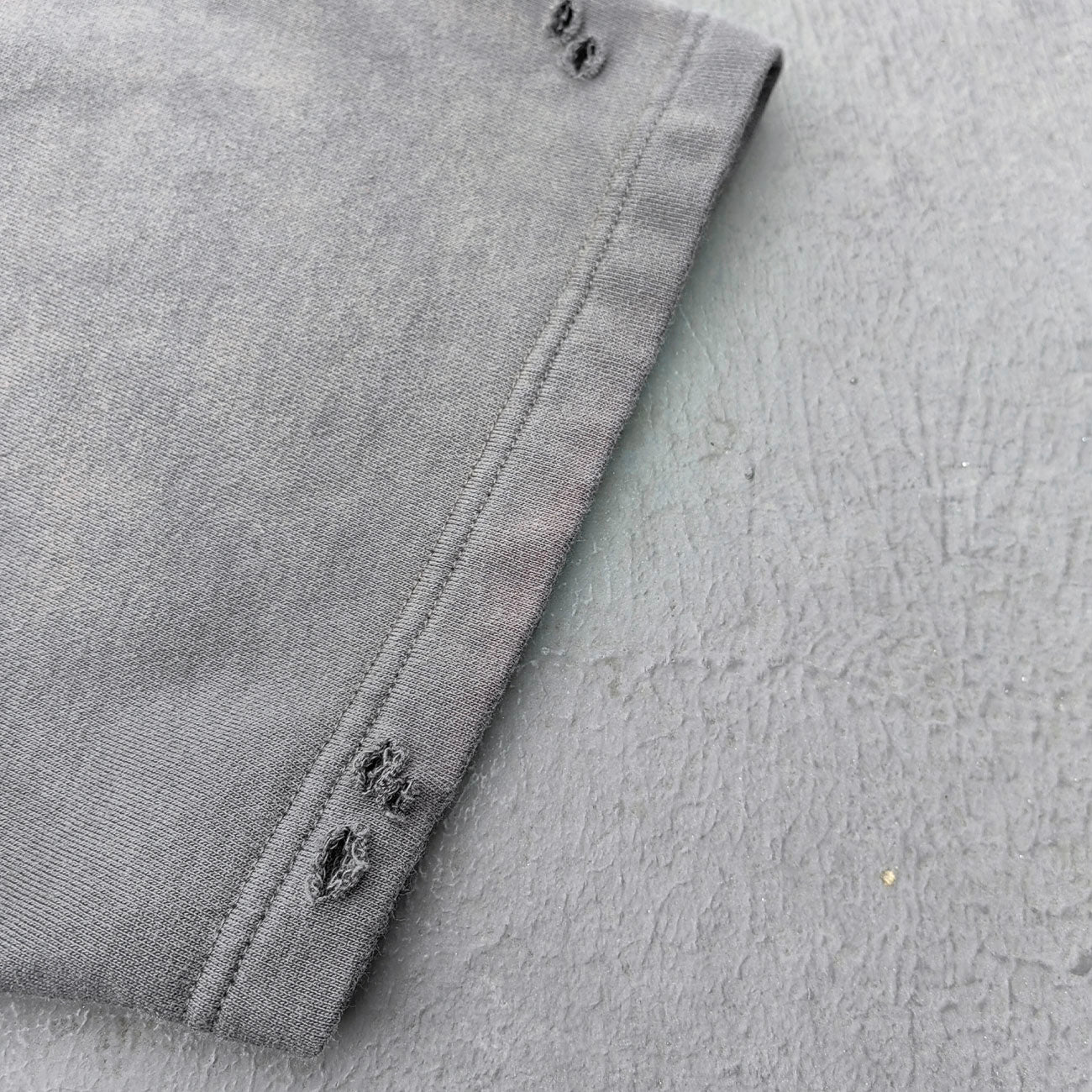 Waffle Panel T-Shirt - Dark Gray Acid Wash Ripped Distressed HDK Logo Y2K Streetwear