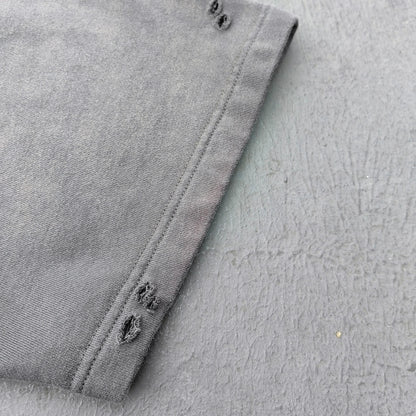 Waffle Panel T-Shirt - Dark Gray Acid Wash Ripped Distressed HDK Logo Y2K Streetwear