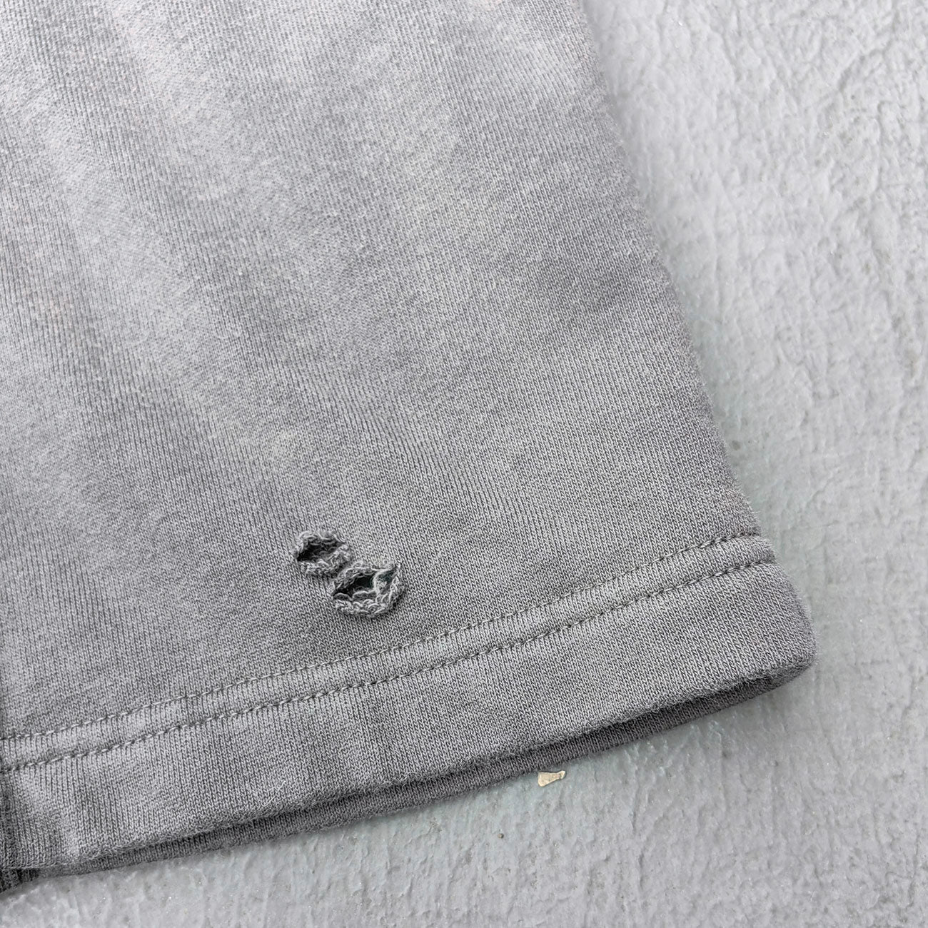 Waffle Panel T-Shirt - Dark Gray Acid Wash Ripped Distressed HDK Logo Y2K Streetwear