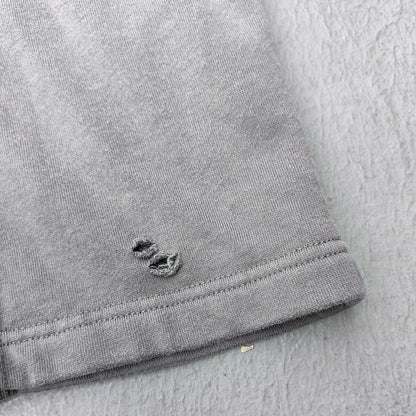 Waffle Panel T-Shirt - Dark Gray Acid Wash Ripped Distressed HDK Logo Y2K Streetwear