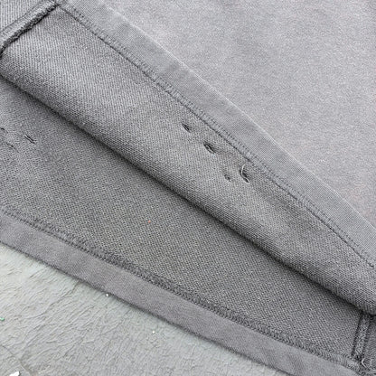 Waffle Panel T-Shirt - Dark Gray Acid Wash Ripped Distressed HDK Logo Y2K Streetwear