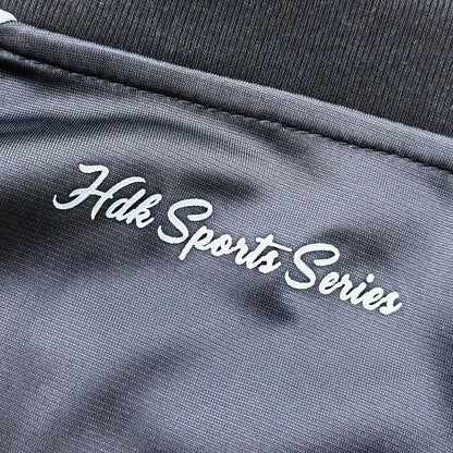 HUILI HDK Varsity Jersey - Black Gray Camo Fake Two-Piece Long Sleeve Born for Glory Y2K Streetwear