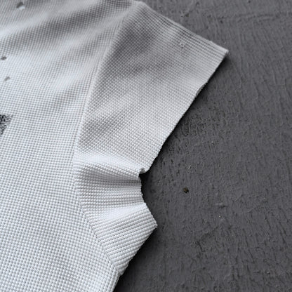 ENERGY HDK Sleeveless Tee - Black White Waffle Knit Cut Off Muscle Tee Distressed Ripped Y2K Streetwear