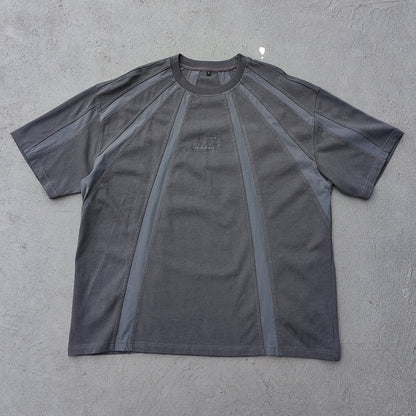 Deconstructed Panel T-Shirt - Dark Gray Structural HDK Logo Contrast Stitch Y2K Streetwear