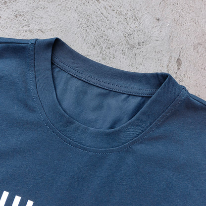 Y2K Panel Tee - Navy Blue Light Blue Floral White Color Block HUILI HDK Print Oversized