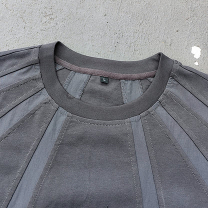 Deconstructed Panel T-Shirt - Dark Gray Structural HDK Logo Contrast Stitch Y2K Streetwear