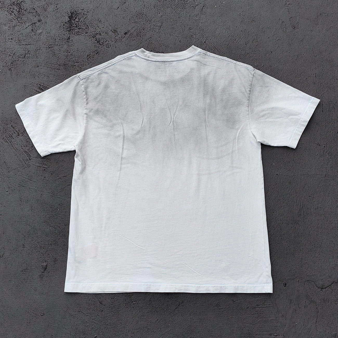 Y2K Gothic T-Shirt - White Distressed Wash HUILI HDK Print Nun Demon Collage GLORY NEVER DIES Oversized Boxy