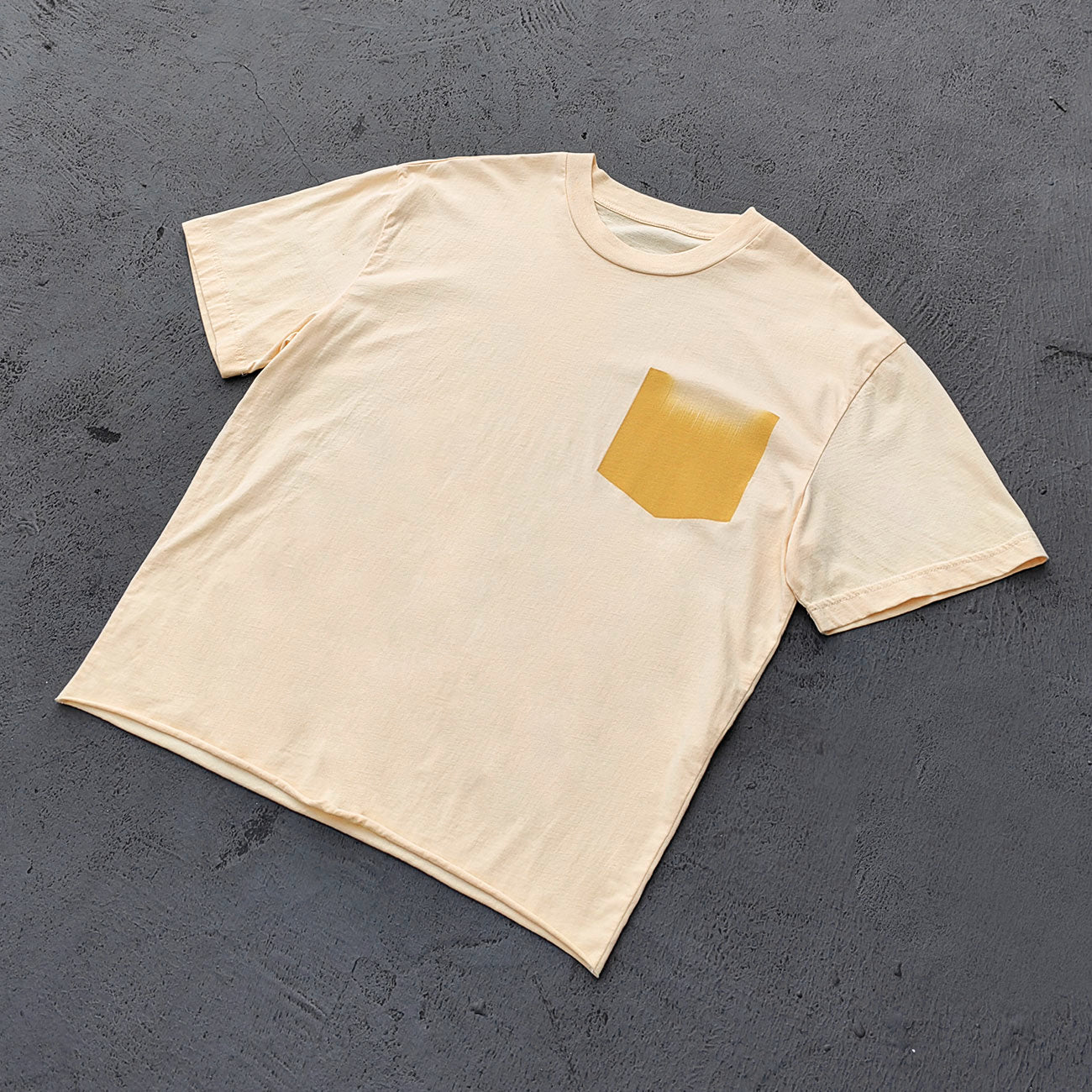 Gradient Pocket T-Shirt - Pink Yellow Raw Hem Oversized Boxy Minimalist Y2K Streetwear
