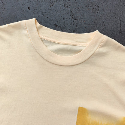 Gradient Pocket T-Shirt - Pink Yellow Raw Hem Oversized Boxy Minimalist Y2K Streetwear