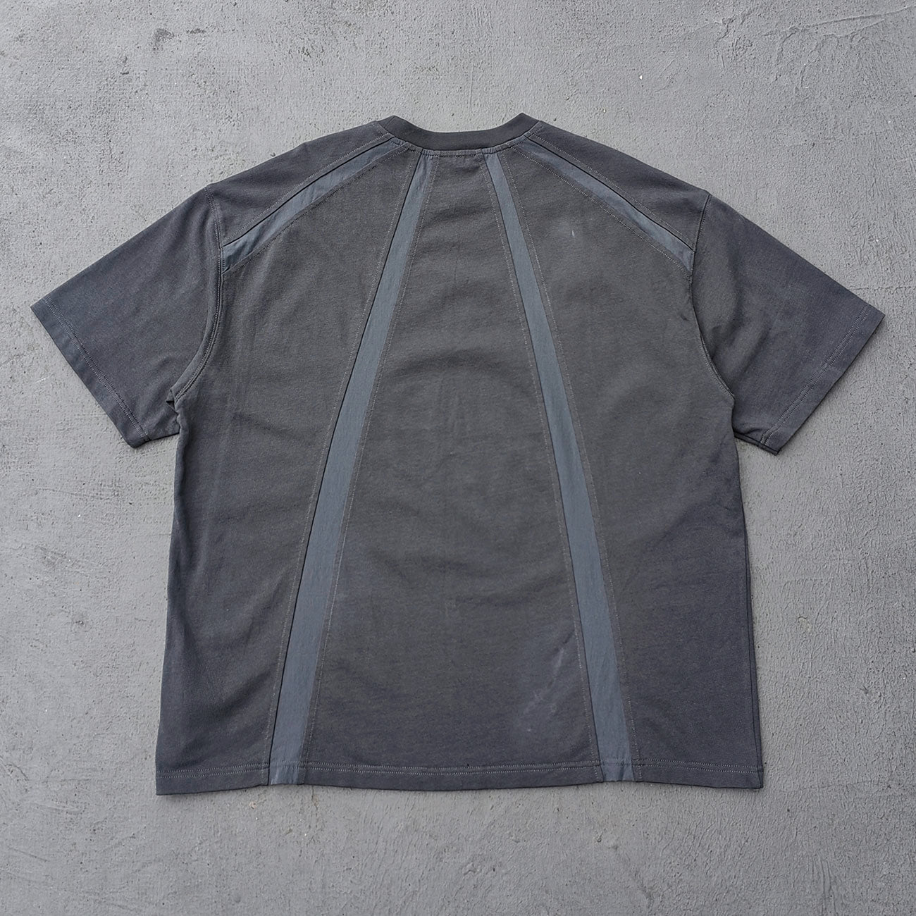 Deconstructed Panel T-Shirt - Dark Gray Structural HDK Logo Contrast Stitch Y2K Streetwear