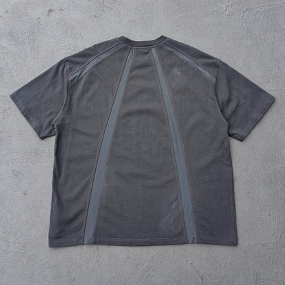 Deconstructed Panel T-Shirt - Dark Gray Structural HDK Logo Contrast Stitch Y2K Streetwear