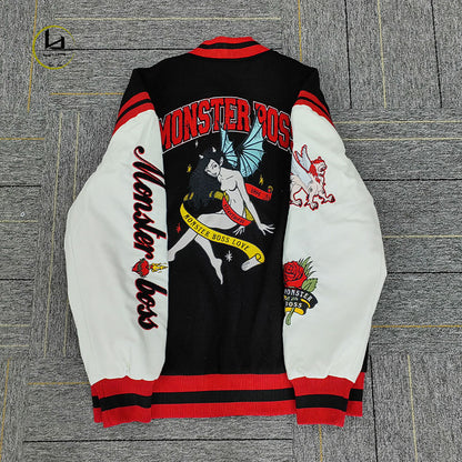 FACTORY high quality custom streetwear chenille embroidered leather letterman jacket