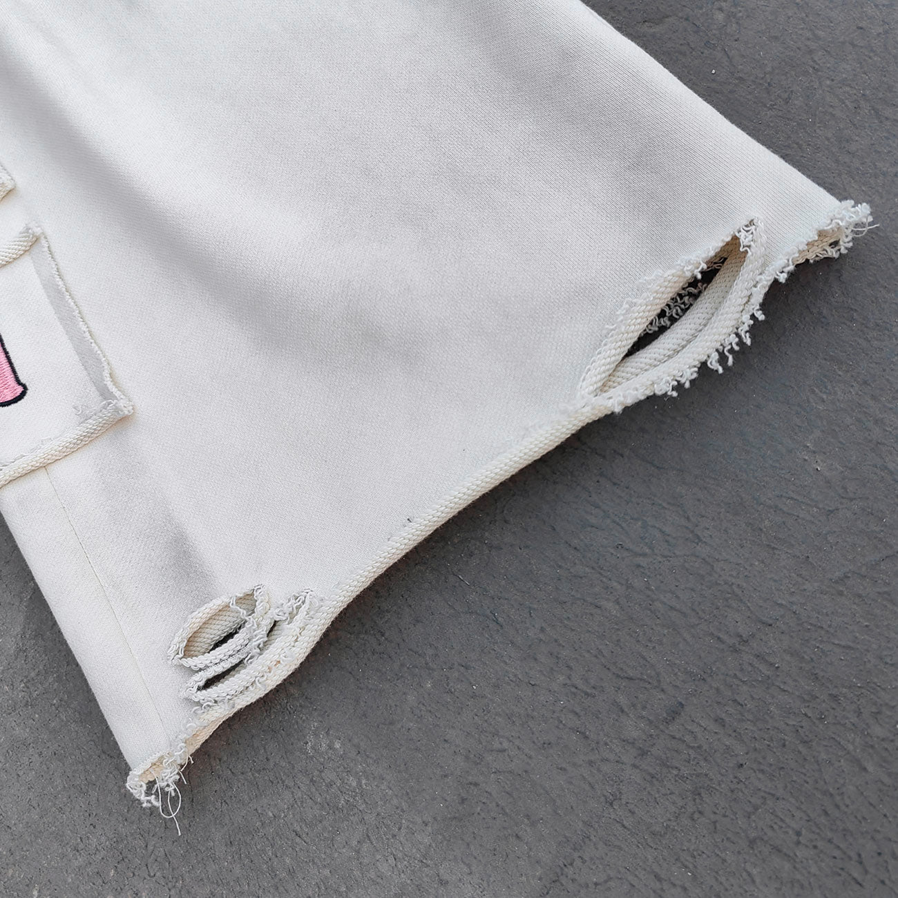 Gothic Letter Patch Sweatpants - White Distressed Multi Color Y2K Streetwear