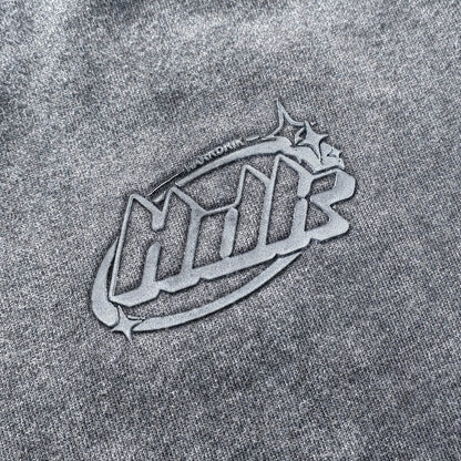 Mesh Panel T-Shirt - Black Gray Gradient Three Stripe HDK Logo Distressed Y2K Streetwear