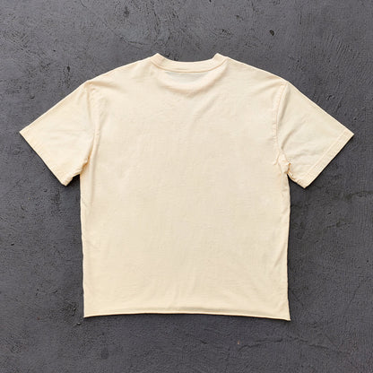 Gradient Pocket T-Shirt - Pink Yellow Raw Hem Oversized Boxy Minimalist Y2K Streetwear