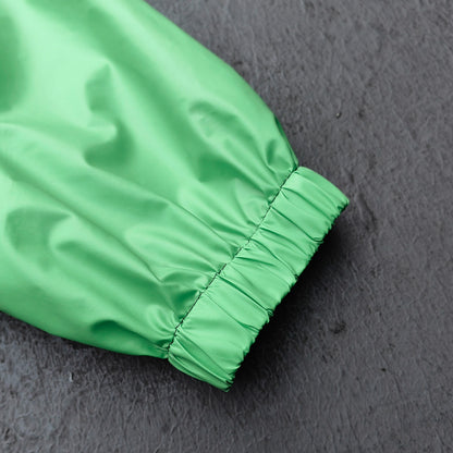 Reflective Piping Windbreaker - Neon Green Hooded Full Zip HDK Logo Y2K Streetwear