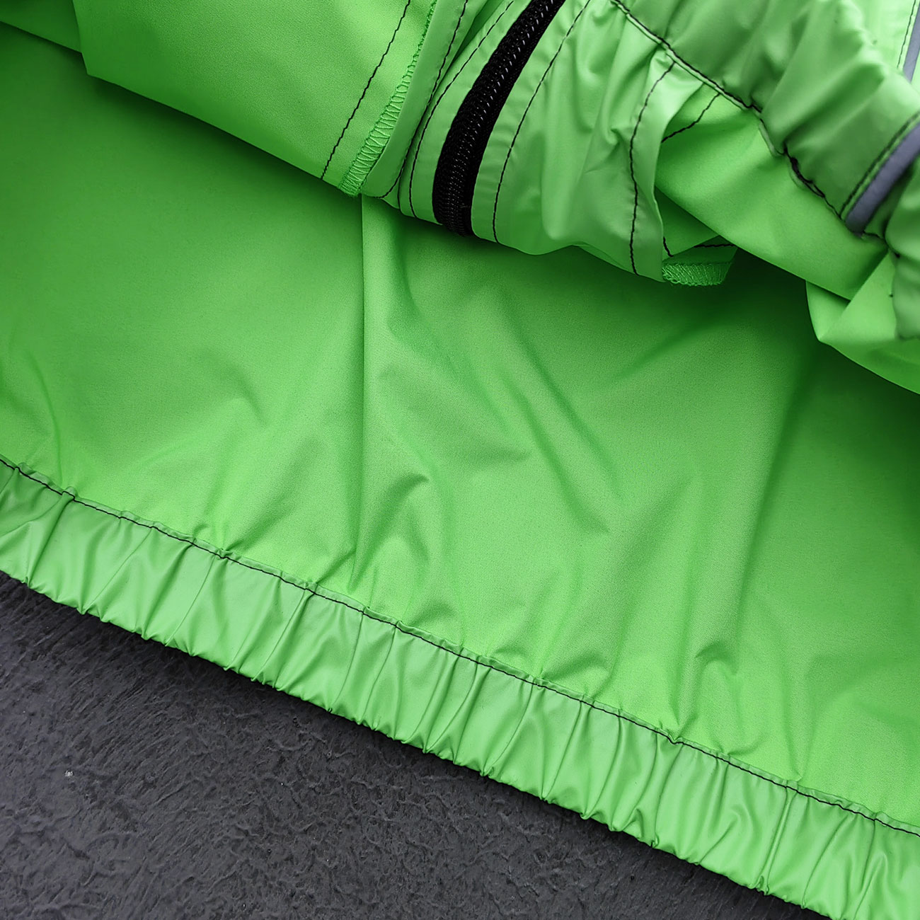 Reflective Piping Windbreaker - Neon Green Hooded Full Zip HDK Logo Y2K Streetwear