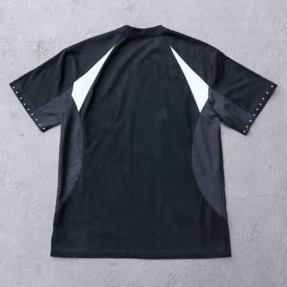 Raglan Color Block Tee - Black White HDK Logo Studded Y2K Oversized Streetwear