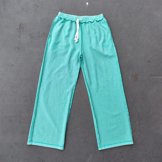 Inside Out Sweatpants - Mint Green Exposed Seam HDK Logo Wide Leg Y2K Streetwear