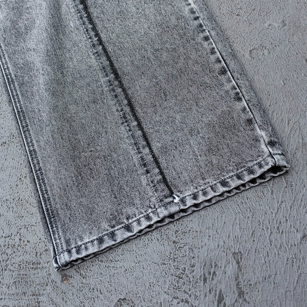 Y2K Deconstructed Jeans - Smoke Gray Wash Geometric Patchwork Vertical Seam Side Frayed Wide Leg Baggy
