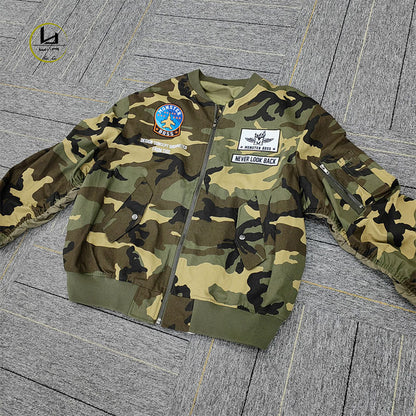 HUILI FACTORY individuelle Applikationen Stickerei Mode Camouflage Herren Windjacke