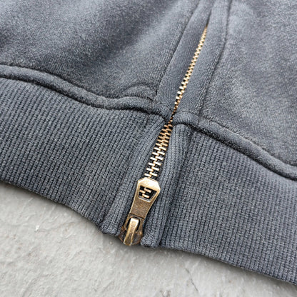 Black Vintage Wash Hoodie - Brass Zipper Full Zip Cropped Boxy Y2K Oversized
