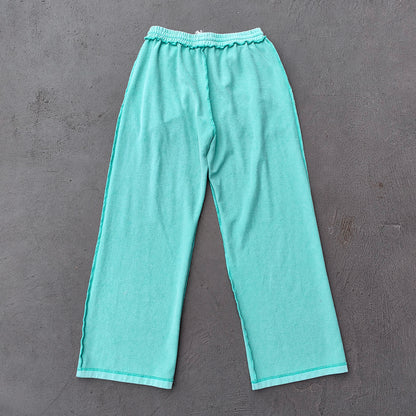 Inside Out Sweatpants - Mint Green Exposed Seam HDK Logo Wide Leg Y2K Streetwear