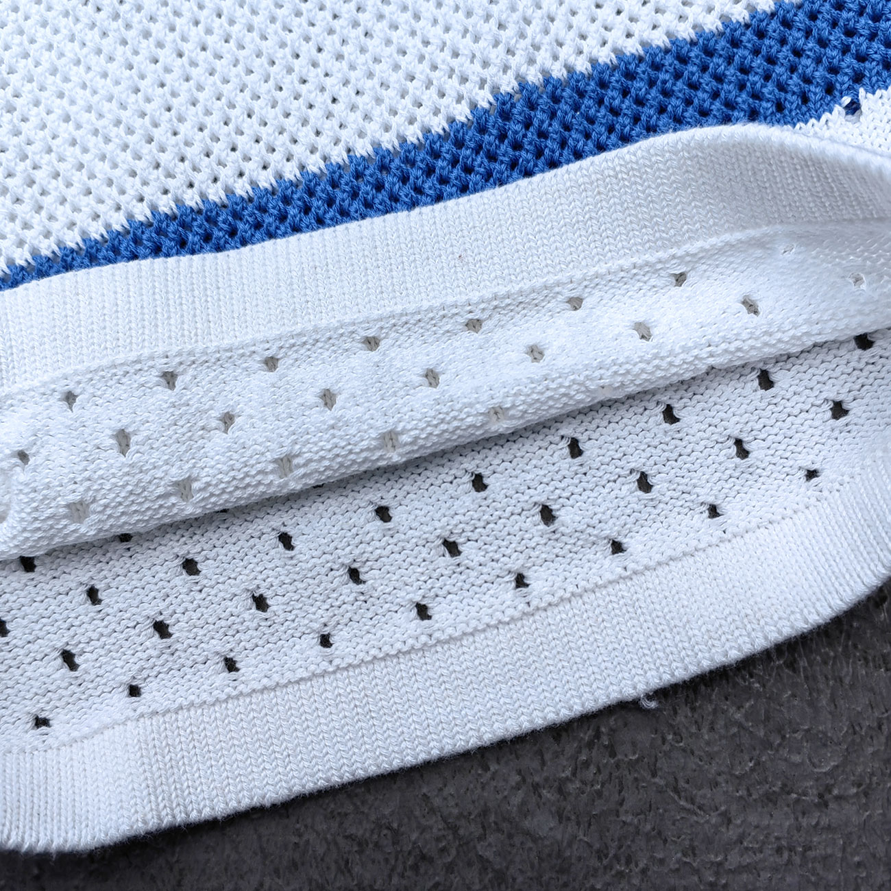 Crochet Knit Set - White Blue Stripe Camp Collar Shirt Shorts Y2K Vacation Streetwear