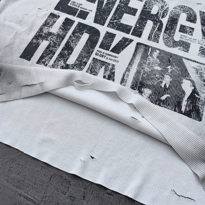 ENERGY HDK Sleeveless Tee - Black White Waffle Knit Cut Off Muscle Tee Distressed Ripped Y2K Streetwear