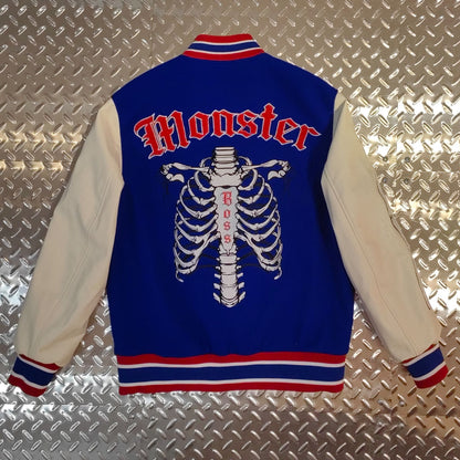 factory wholesale custom logo chenille embroidery letterman varsity jacket with leather sleeves