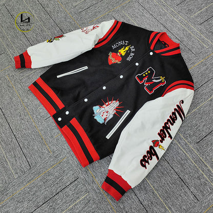 FACTORY high quality custom streetwear chenille embroidered leather letterman jacket